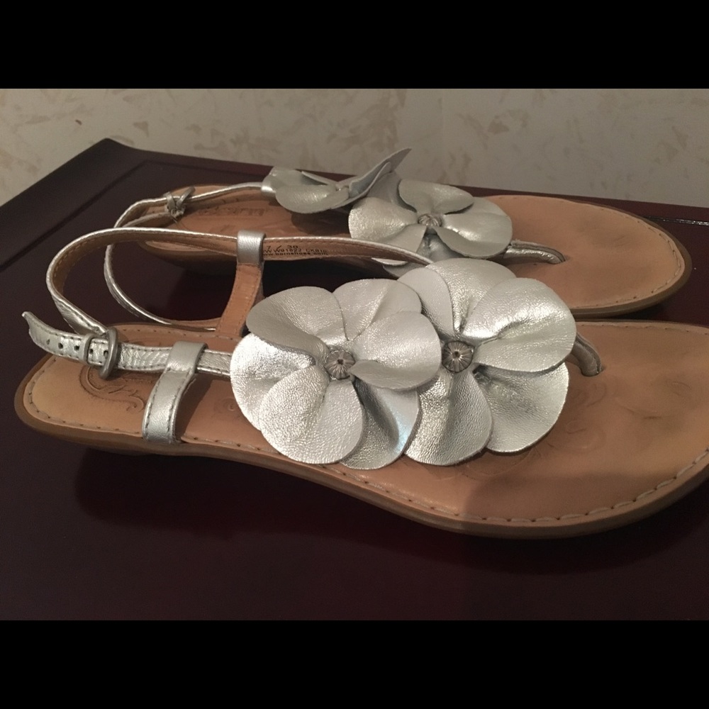 Born Flat Silver Flower Sandal
